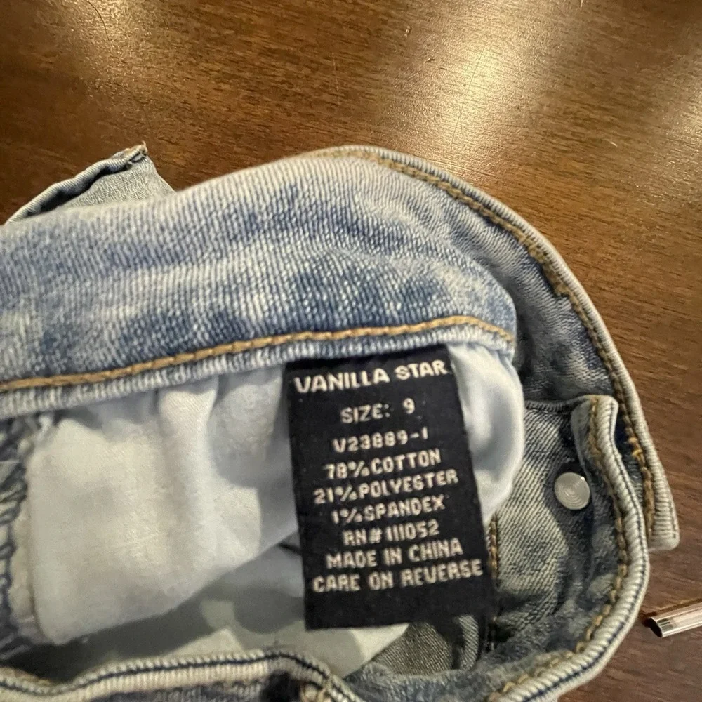 Vanilla Star Girl's Cargo Jeans Size 9‎ Light Blue Boot Cut Mid Rise School Wear